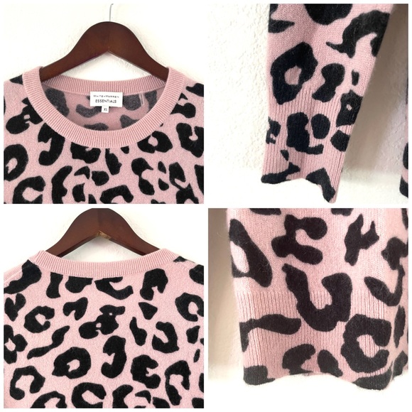 NWT White + Warren Cashmere Sweater Leopard - Picture 11 of 16